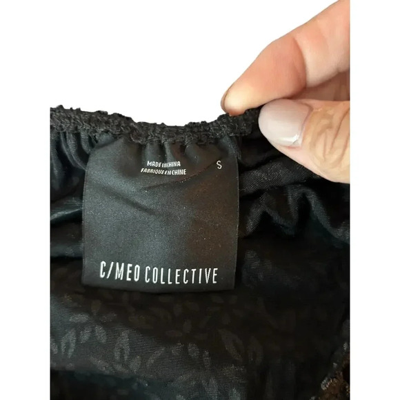 C/MEO Collective Black Floral Bodycon asymmetrical Dress Size Small - Picture 2 of 7